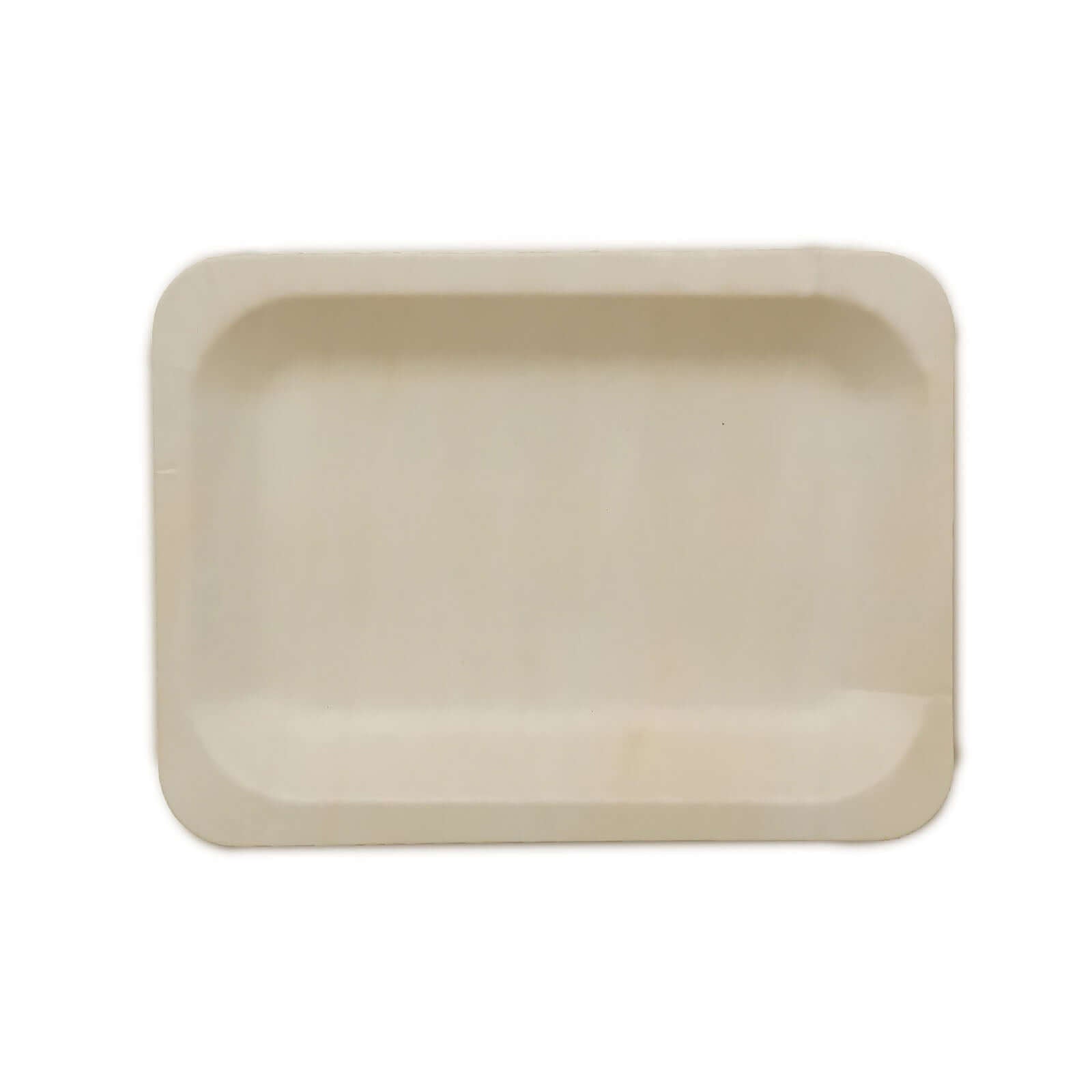 25-Pack Birchwood 5"x8" Rectangle Dessert Serving Plates - Natural Eco Friendly Wooden Disposable Plates for Farmhouse-Style Events, Parties & Gatherings