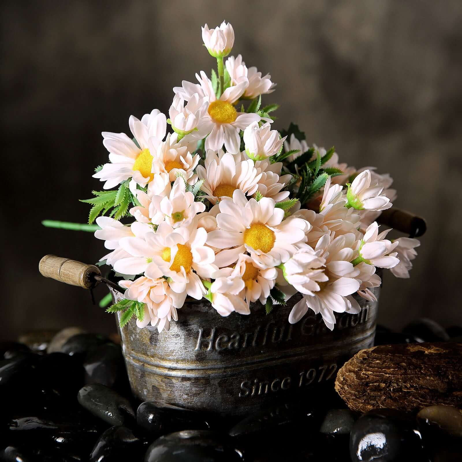 4 Bushes 11" Blush Artificial Silk Daisy Flower Bouquet Branches