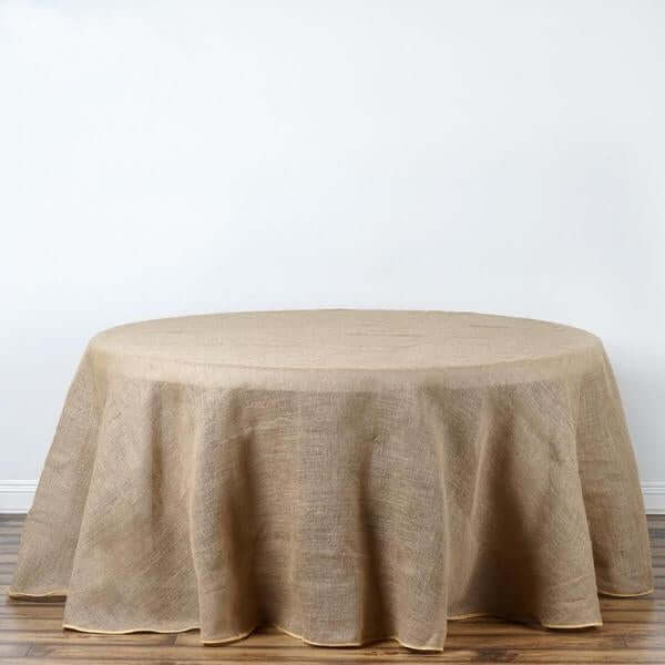 Burlap Jute 90" Round Tablecloth Natural - Rustic Boho Chic Table Linen