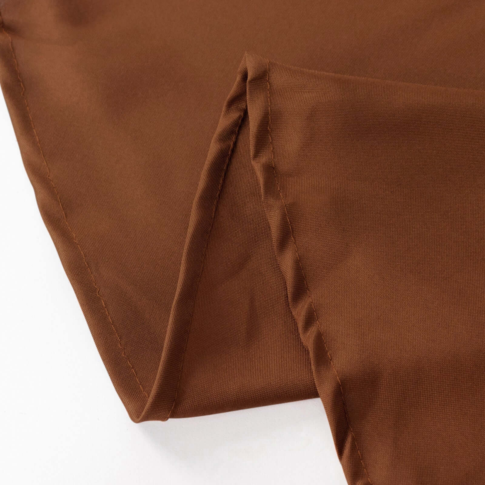 Polyester 132" Round Tablecloth Cinnamon Brown - Seamless Chic Table Cover