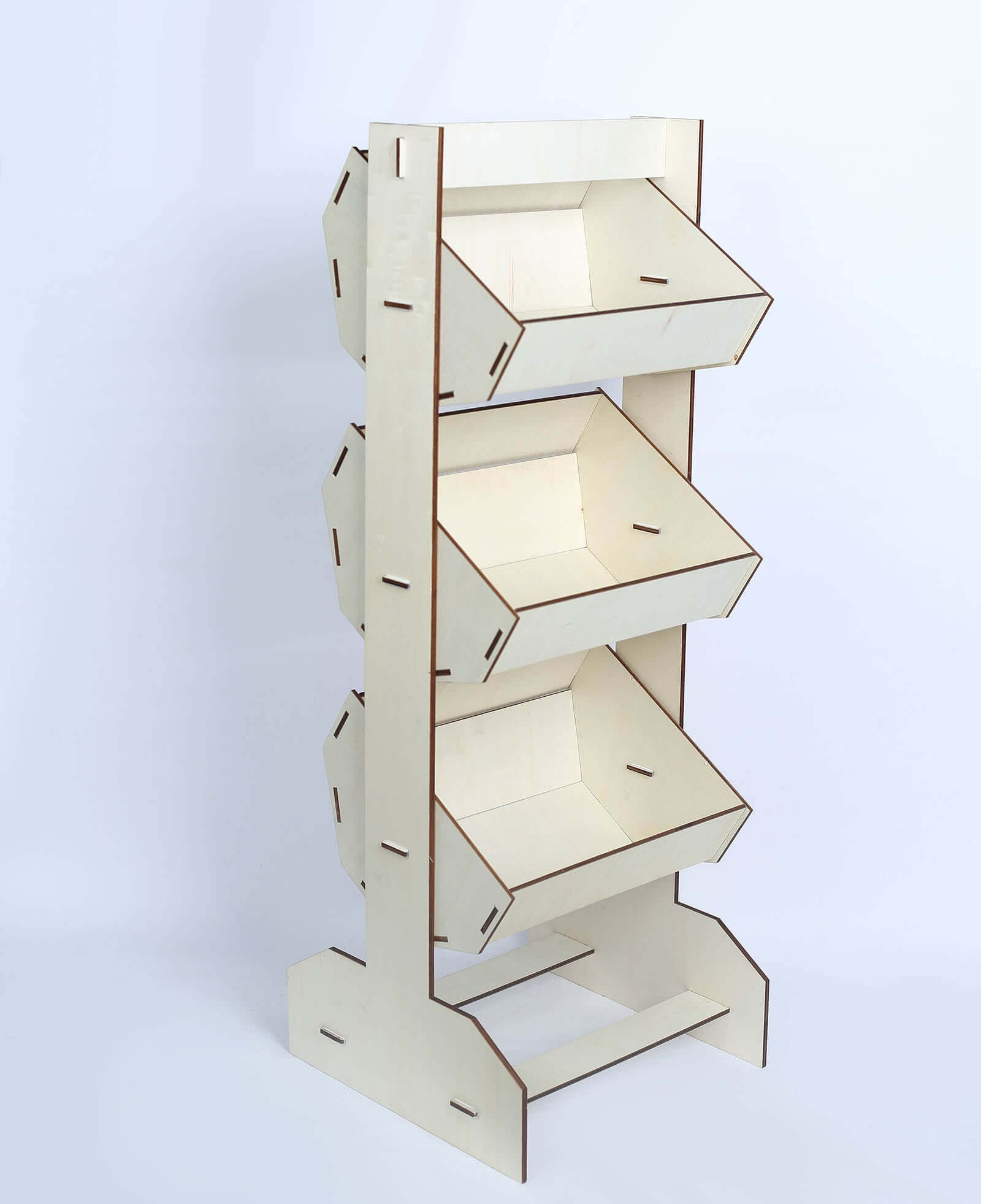 3-Tier Wooden Display Rack Basket Floor Standing Design Natural - Rustic Tabletop Cupcake Dessert Shelf Holder 33"