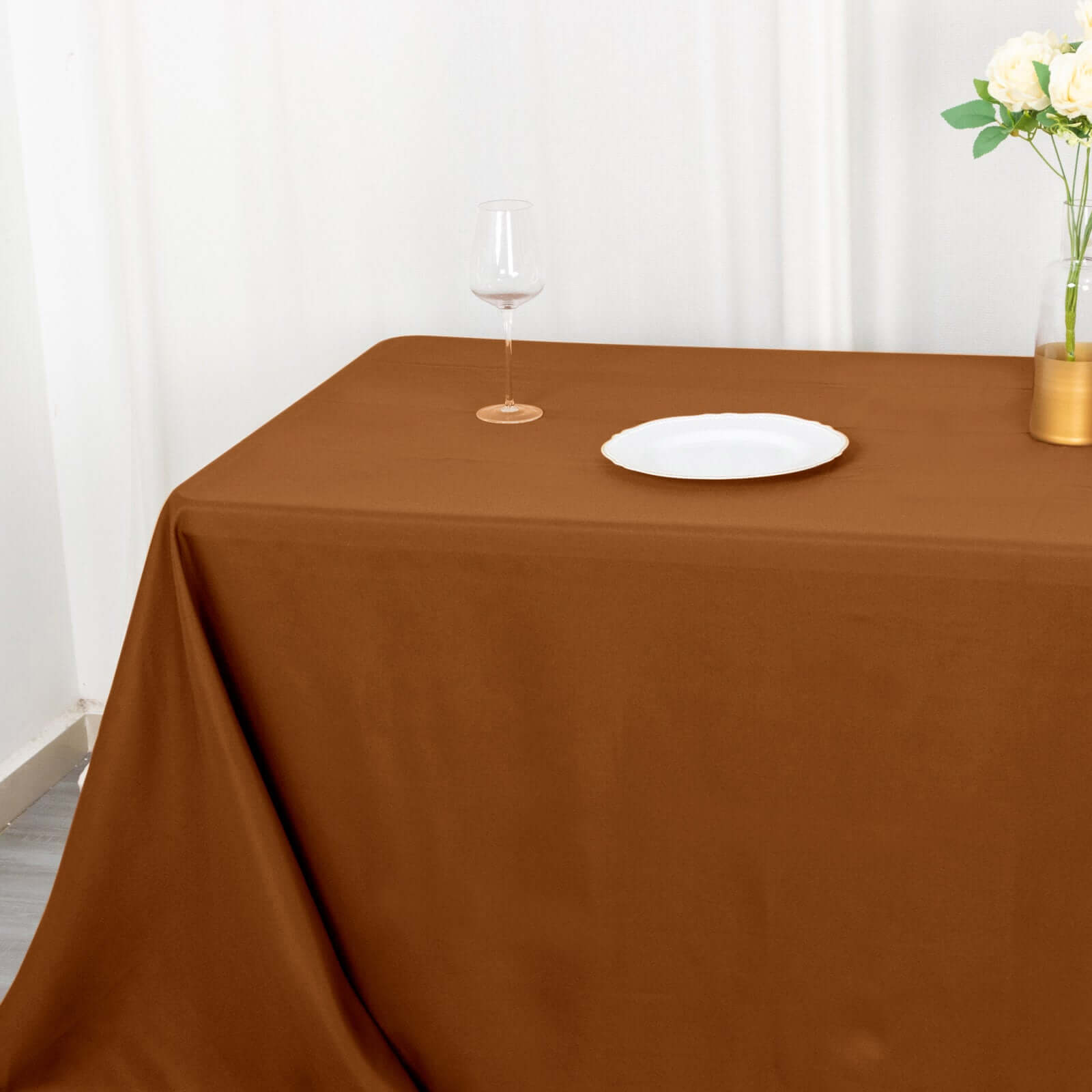 Polyester 90"x156" Rectangle Tablecloth Cinnamon Brown - Seamless Wrinkle-Resistant Table Cover