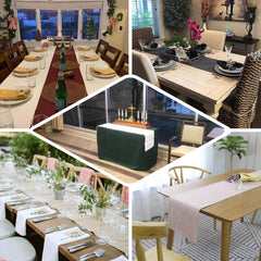 Faux Linen 14"x108" Table Runner Sage Green - Rustic Style Table Decor