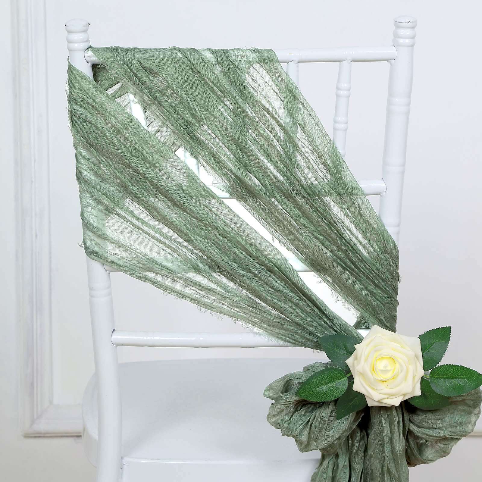5 Pack Cheesecloth Gauze 16"x88" Chair Sashes Dusty Sage Green - Boho Chair Decorations