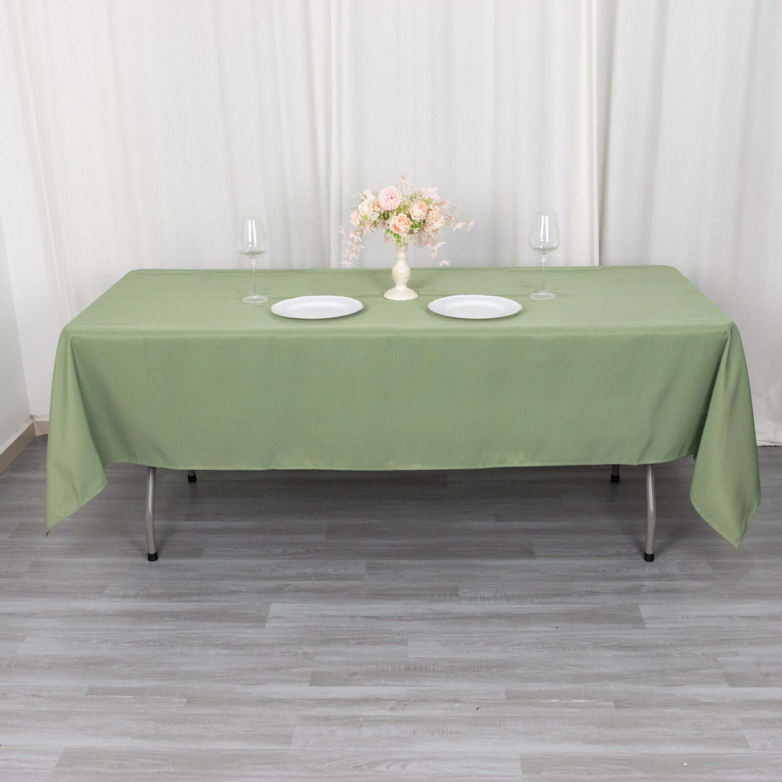 Premium Polyester 60"x102" Rectangle Tablecloth Dusty Sage Green - Durable 220GSM Wrinkle-Resistant Table Cover