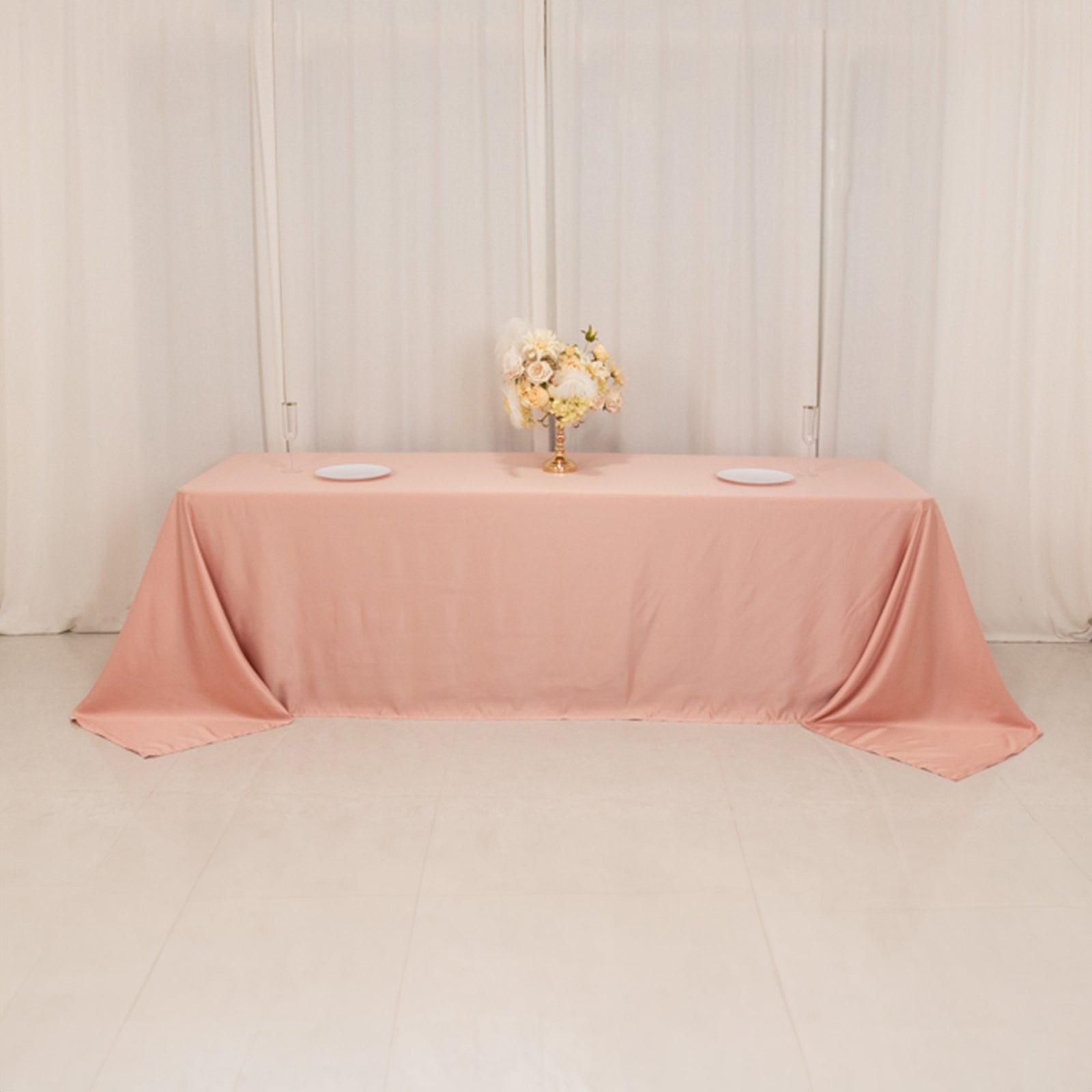 Lamour Satin 90"x156" Rectangle Tablecloth Dusty Rose - Luxurious, Soft Seamless Table Cover