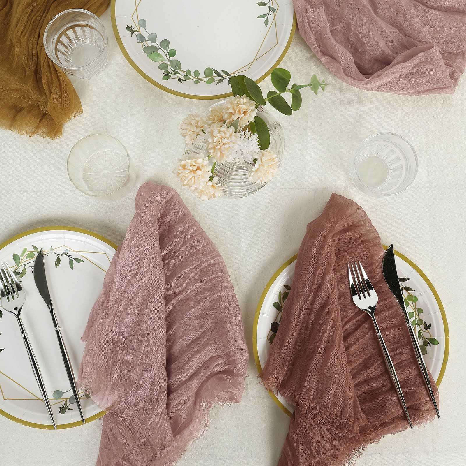 5 Pack Gauze Cheesecloth 24"x19" Napkins Dusty Rose Reusable Dinner Napkins