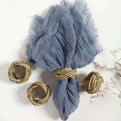 4 Pack Farmhouse Style Natural Burlap Napkin Rings, Handmade Braided Jute Napkin Holders