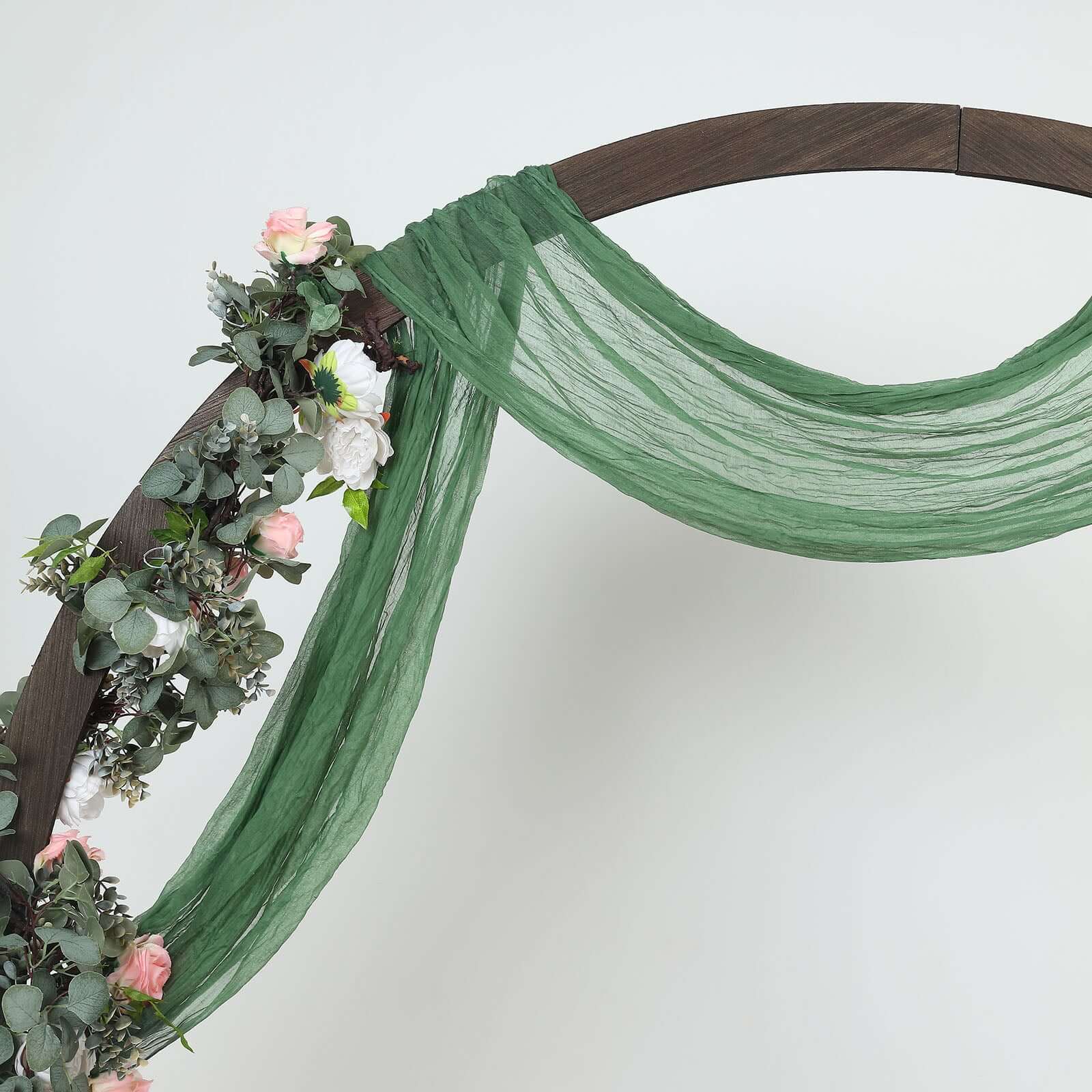 20ft Olive Green Gauze Cheesecloth Fabric Wedding Arch Drapery, Window Scarf Valance, Boho Decor Arbor Curtain Panel