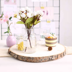 Rustic Poplar Wood Slices Round - Unique Decor for Tables & Events 15" Dia