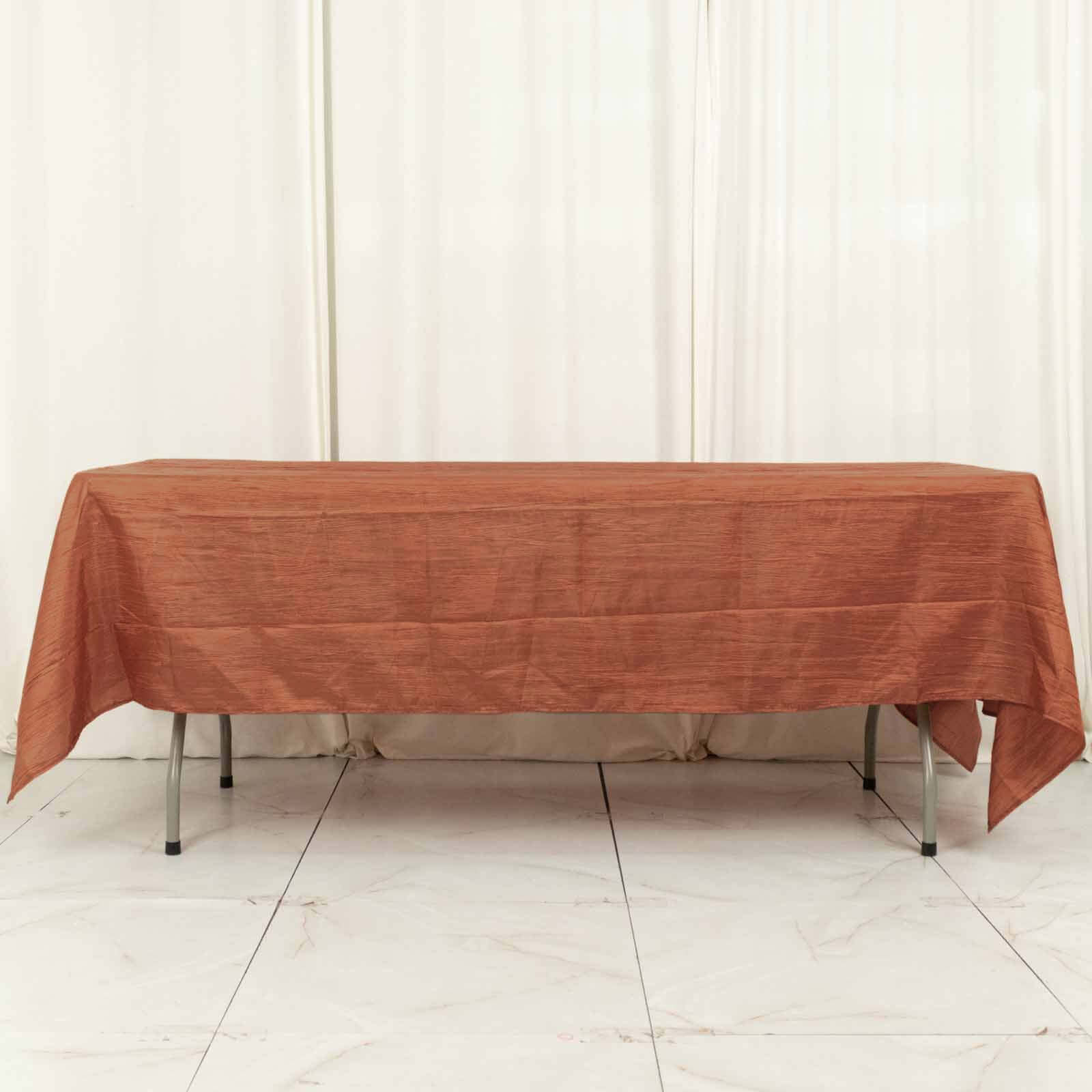 Taffeta 60"x102" Rectangle Tablecloth Terracotta (Rust) - Accordion Crinkle Table Cover
