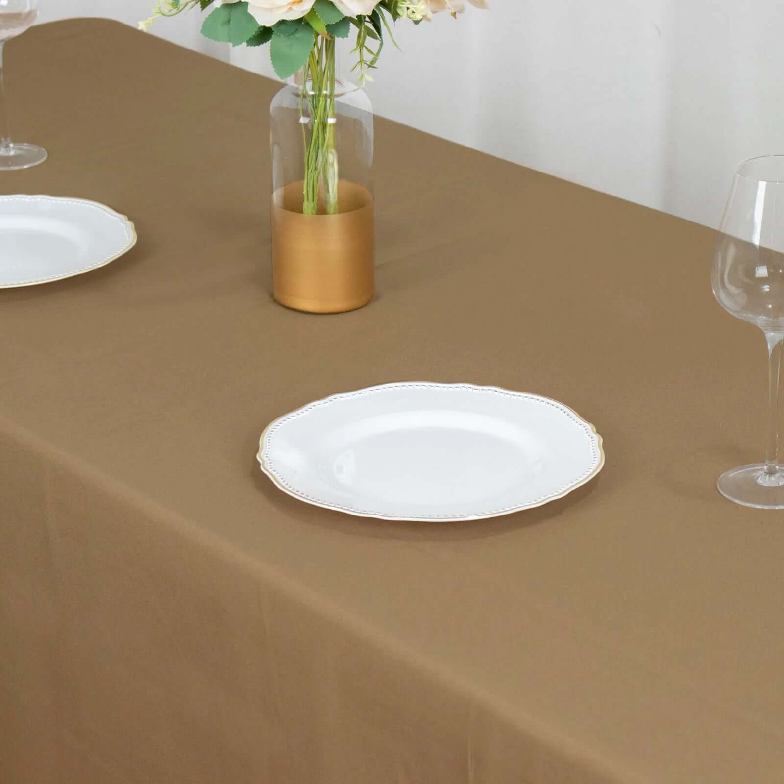 Polyester 72"x120" Rectangle Tablecloth Taupe - Durable and Stylish Table Cover