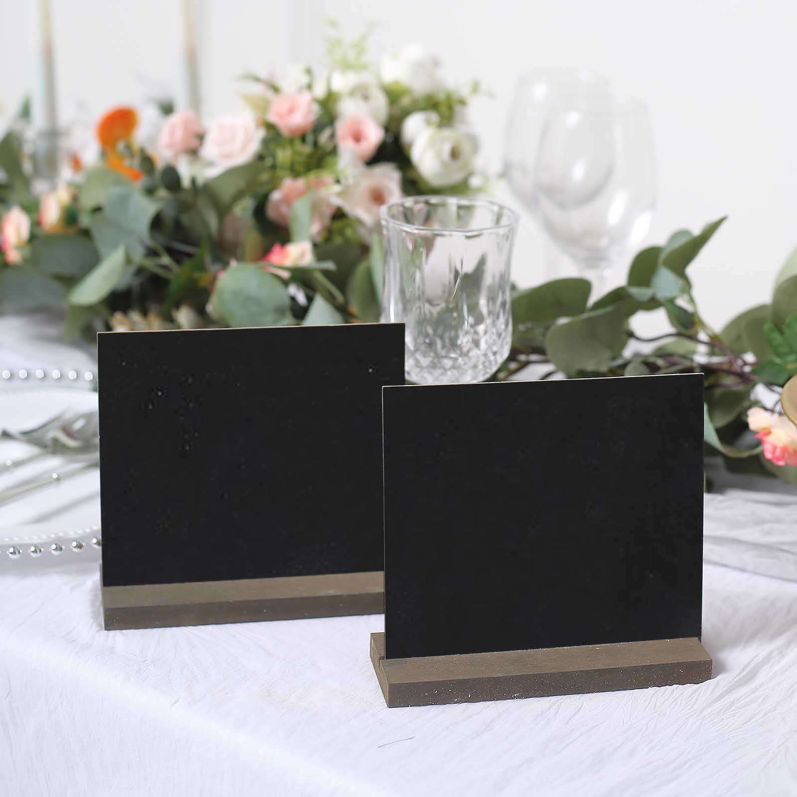 6-Pack Mini Table Chalkboard Signs Rustic Wood Base Stands - Perfect for Weddings and Parties 6"