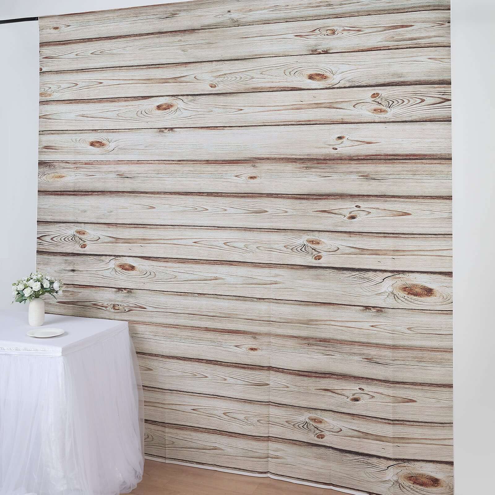 8ftx8ft Rustic White Washed Wood Panel Vinyl Photography Backdrop, Party Photo Booth Background