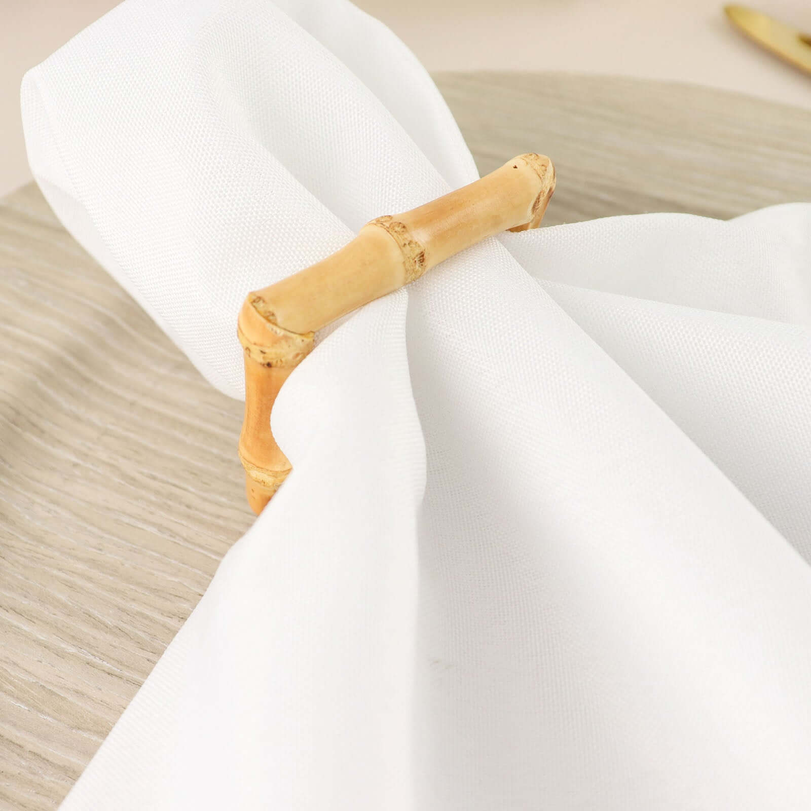 4 Pack Natural Bamboo Wooden Square Napkin Rings, Rustic Boho Chic Napkin Holders