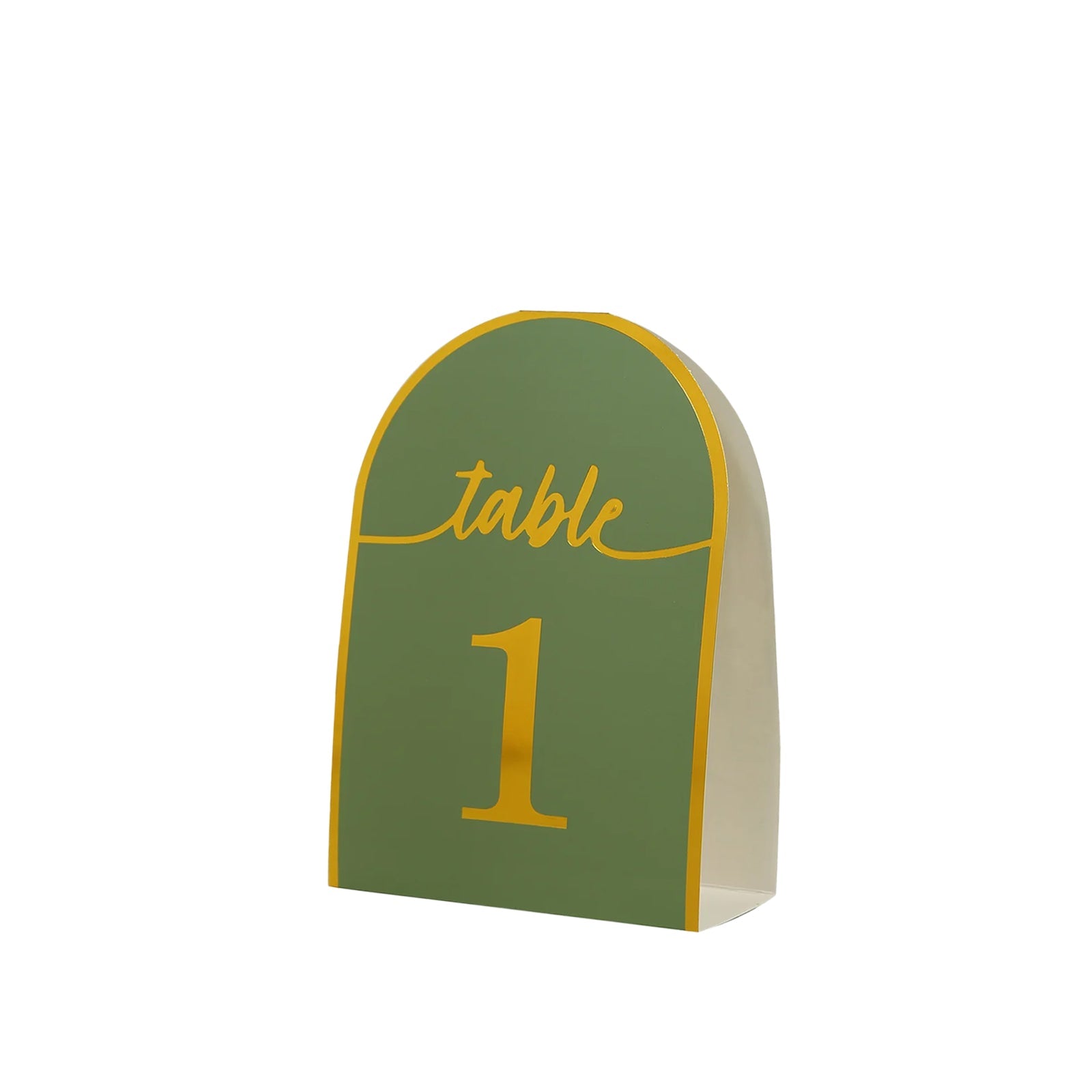 25-Pack 7" Disposable Table Numbers, Sage Green Free Standing Double Sided Table Number Place Cards with Metallic Gold Foil Numbers 1-25