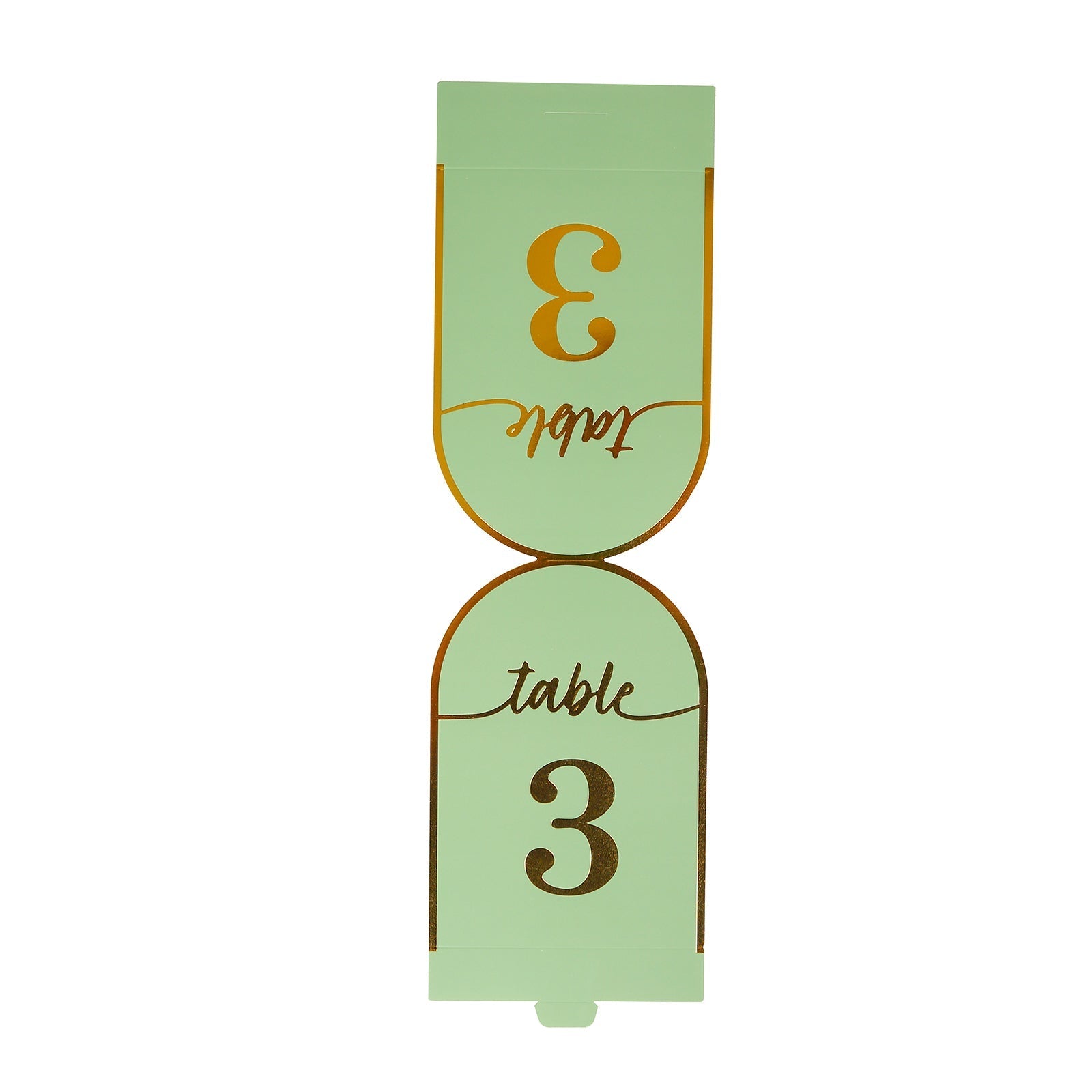25-Pack 7" Disposable Table Numbers, Sage Green Free Standing Double Sided Table Number Place Cards with Metallic Gold Foil Numbers 1-25