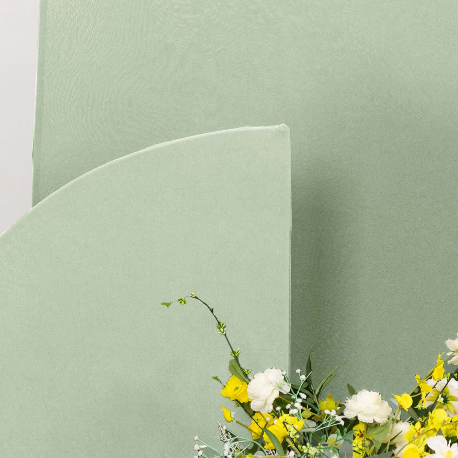 Set of 4 Matte Sage Green Spandex Half Moon Chiara Backdrop Stand Covers, Custom Fitted Wedding Arch Covers - 2.5ft,5ft,6ft,7ft