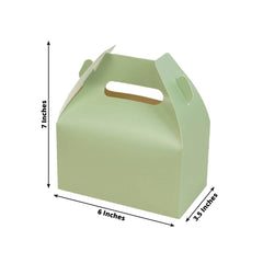 25 Pack Candy Gift Tote Gable Boxes, Matte Sage Green Party Favor Treat Boxes - 6"x3.5"x7"