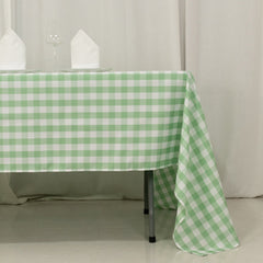 Polyester 60"x126" Rectangle Tablecloth White/Sage Green - Buffalo Plaid Checkered Table Cover
