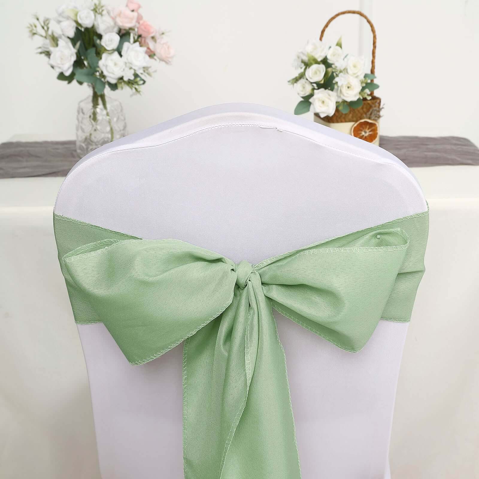 5 Pack Polyester Chair Sashes Sage Green 6"x108"
