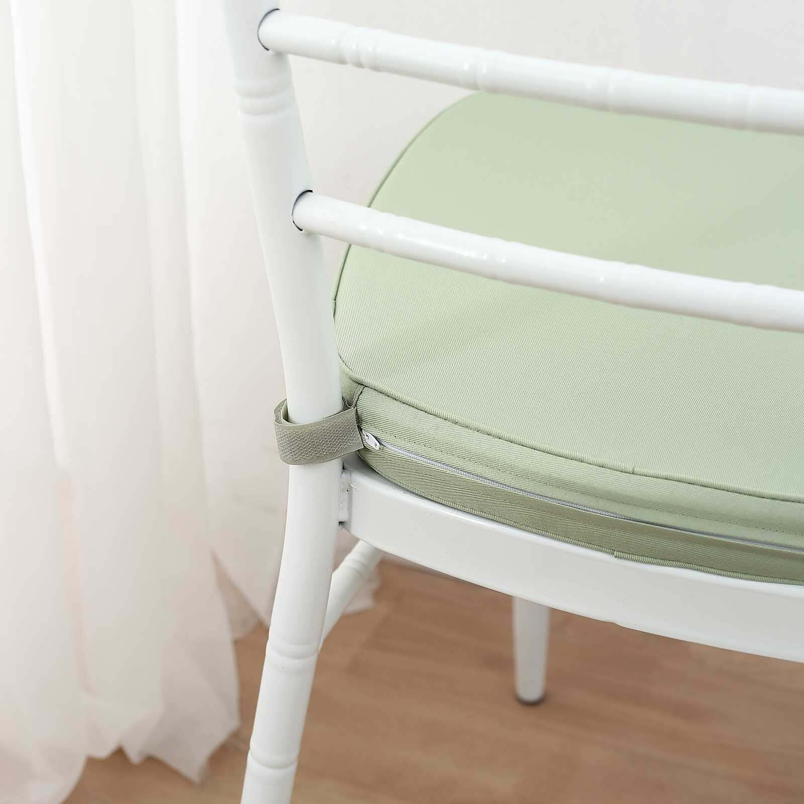 Chiavari Chair Cushion with 1.5" Thick Memory Foam and Ties Sage Green - Stylish Removable Cover for Comfort