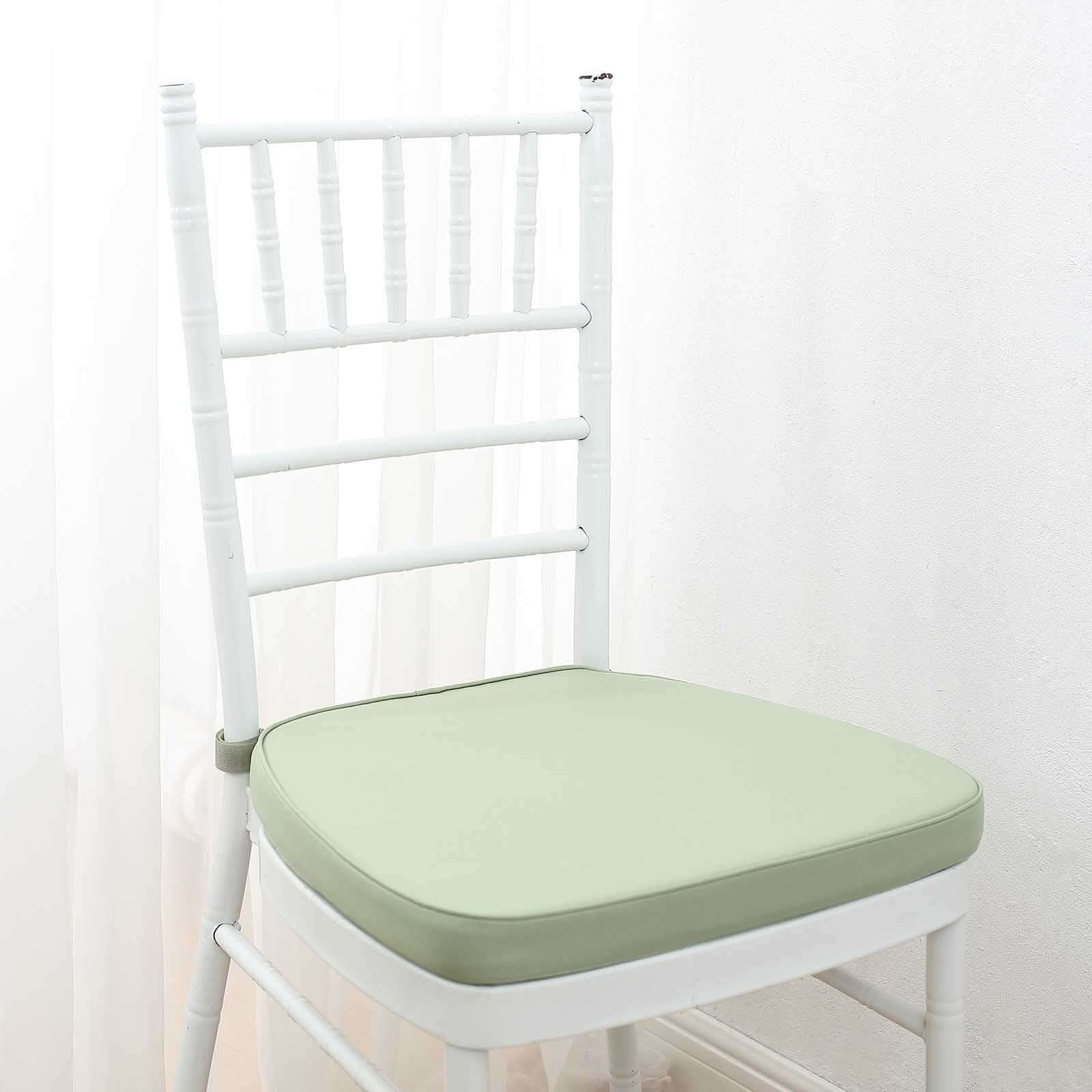 Chiavari Chair Cushion with 1.5" Thick Memory Foam and Ties Sage Green - Stylish Removable Cover for Comfort