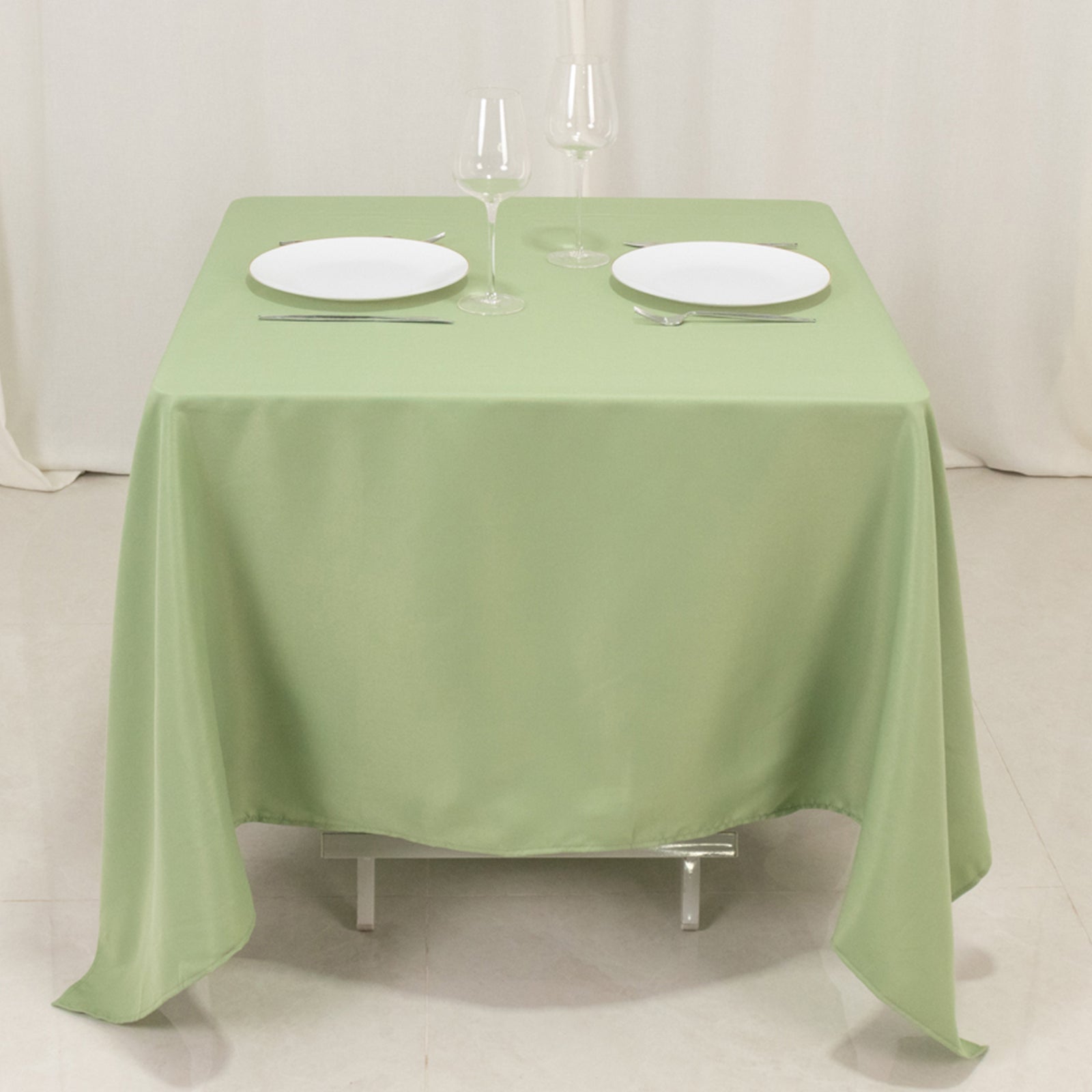 Premium Polyester Square Tablecloth 70"x70" Sage Green 220GSM Wrinkle-Resistant Table Cover