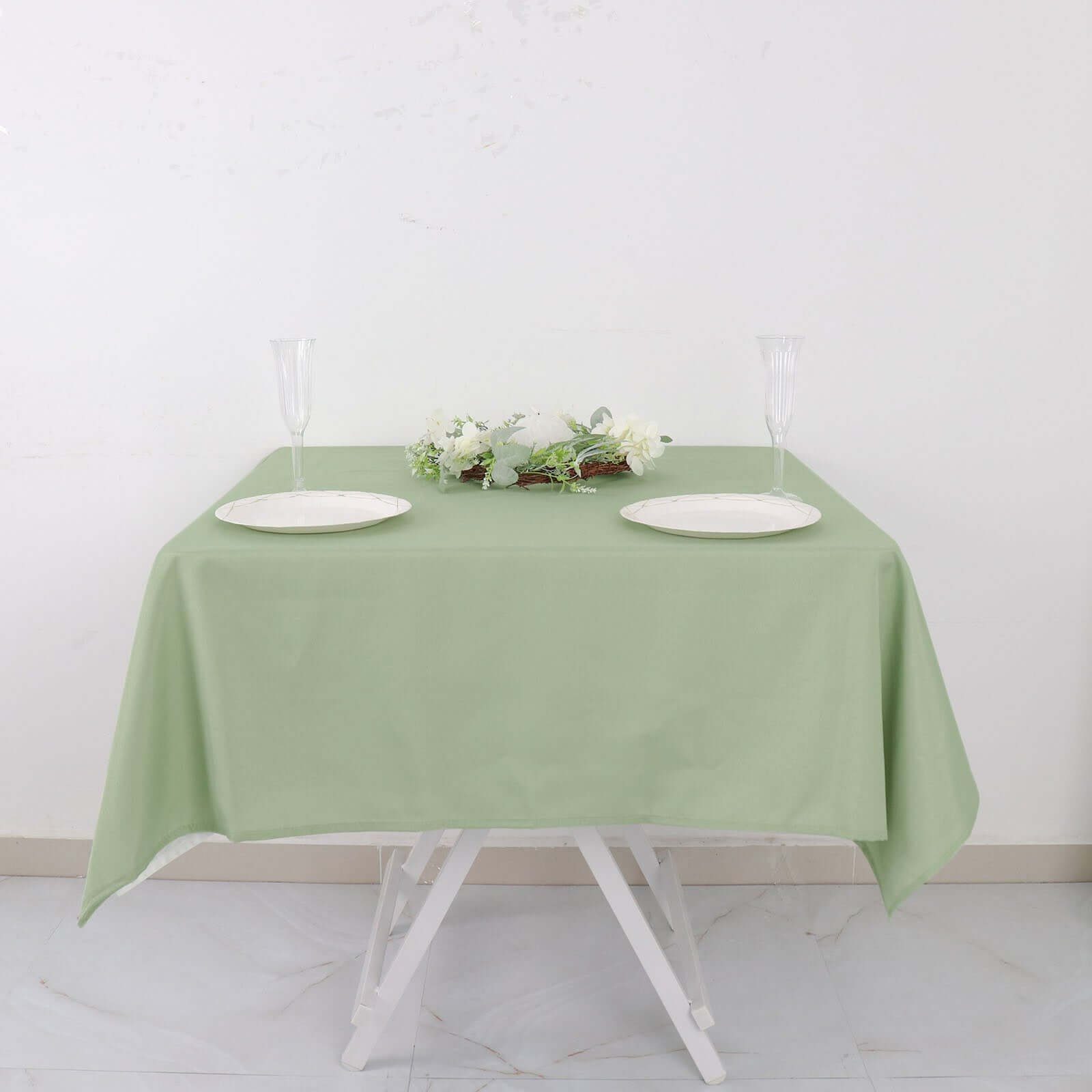 Polyester Square 54"x54" Tablecloth Sage Green - Wrinkle-Resistant & Durable Table Cover