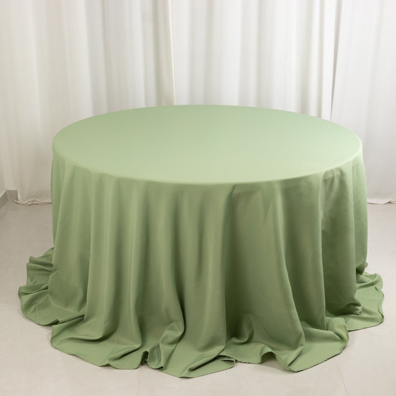 Premium Polyester 132" Round Tablecloth Sage Green - Seamless 220GSM Wrinkle-Resistant Table Cover