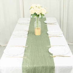 Taffeta 12"x108" Table Runner Sage Green - Accordion Crinkle Design