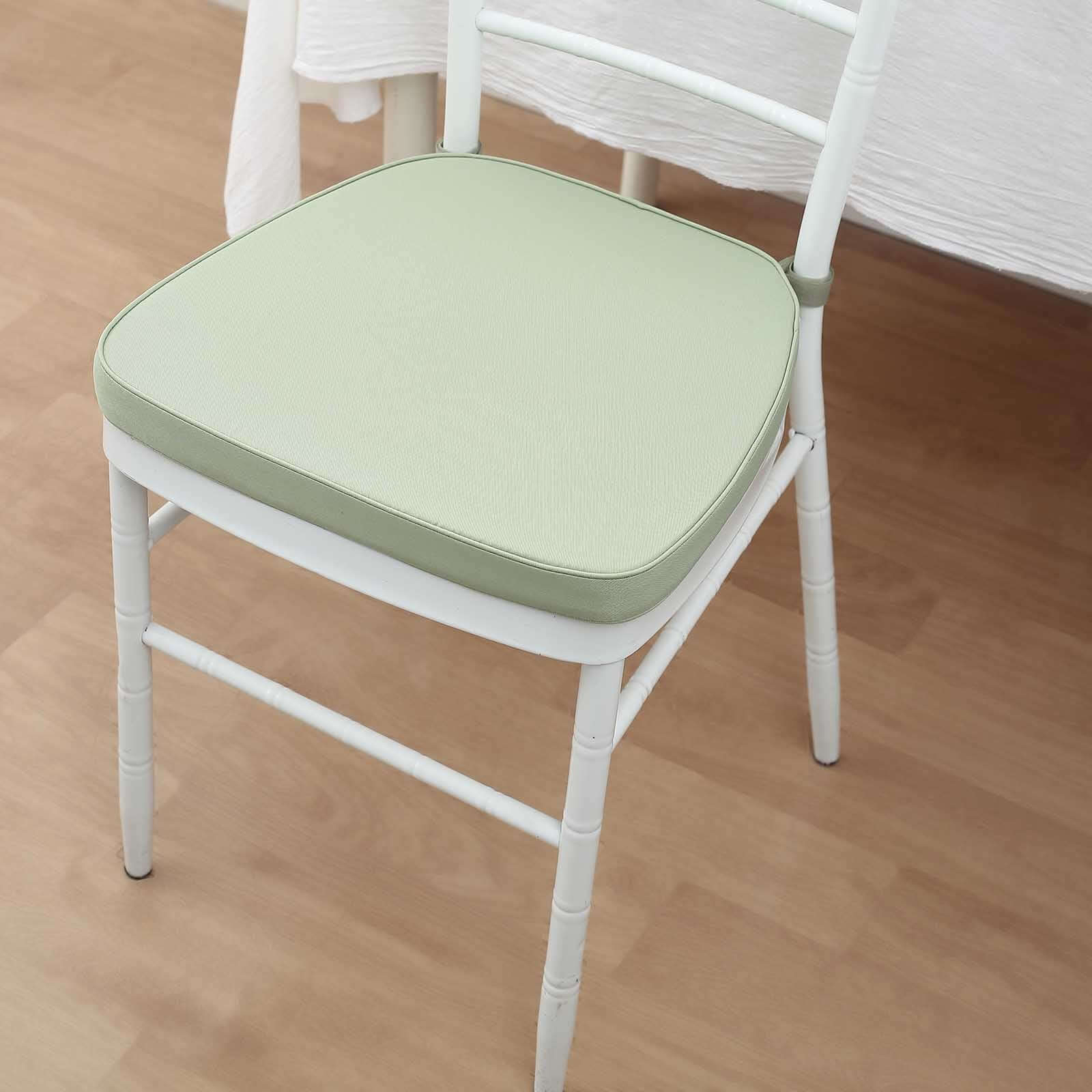 Chiavari Chair Cushion with 1.5" Thick Memory Foam and Ties Sage Green - Stylish Removable Cover for Comfort