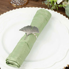 5 Pack Taffeta 20"x20" Napkins Sage Green - Accordion Crinkle Dinner Napkins