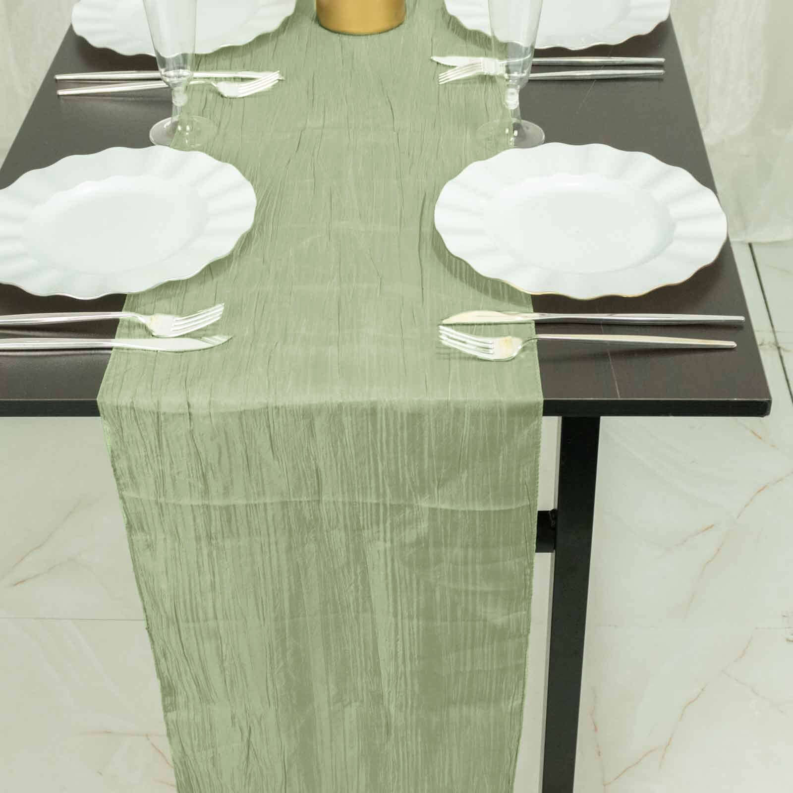 Taffeta 12"x108" Table Runner Sage Green - Accordion Crinkle Design