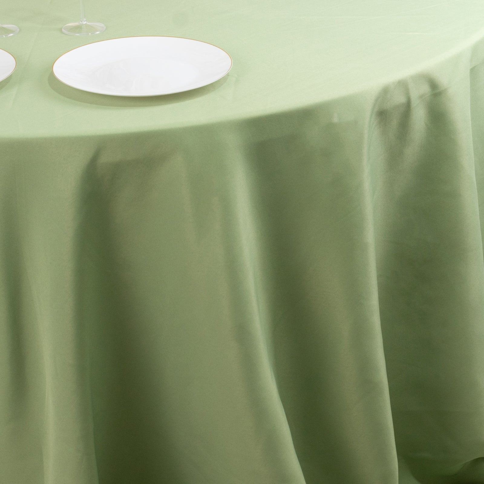 Premium Polyester 132" Round Tablecloth Sage Green - Seamless 220GSM Wrinkle-Resistant Table Cover