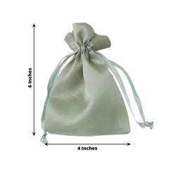 12 Pack 4"x6" Sage Green Satin Drawstring Wedding Party Favor Gift Bags