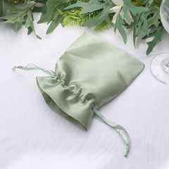12 Pack 4"x6" Sage Green Satin Drawstring Wedding Party Favor Gift Bags