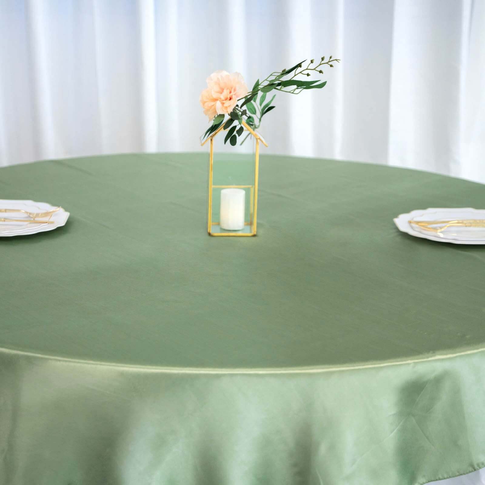 Satin 72"x72" Table Overlay Square Tablecloth Sage Green - Smooth Finish Table Cover