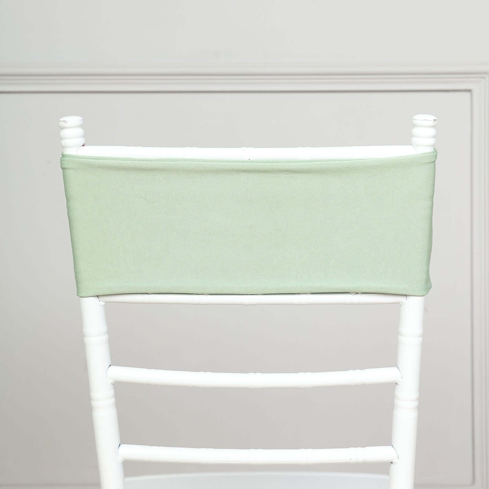 5 Pack Stretch Spandex Chair Sashes Sage Green - Fitted Finish Two Ply Heavy Duty Chair Bands 5"x12"