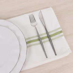 10 Pack Premium Spun Polyester 18"x22" Napkins White/Sage Green Bistro Style - Highly Absorbent Cotton-Like Feel Cloth Napkins