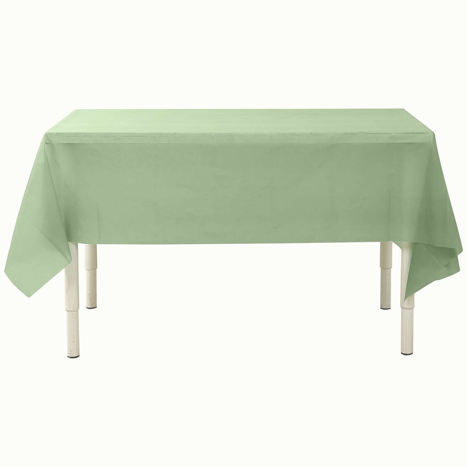 5-Pack Plastic Table Covers Sage Green Rectangle - Reliable PVC Disposable Covers for Gatherings 54"x108"