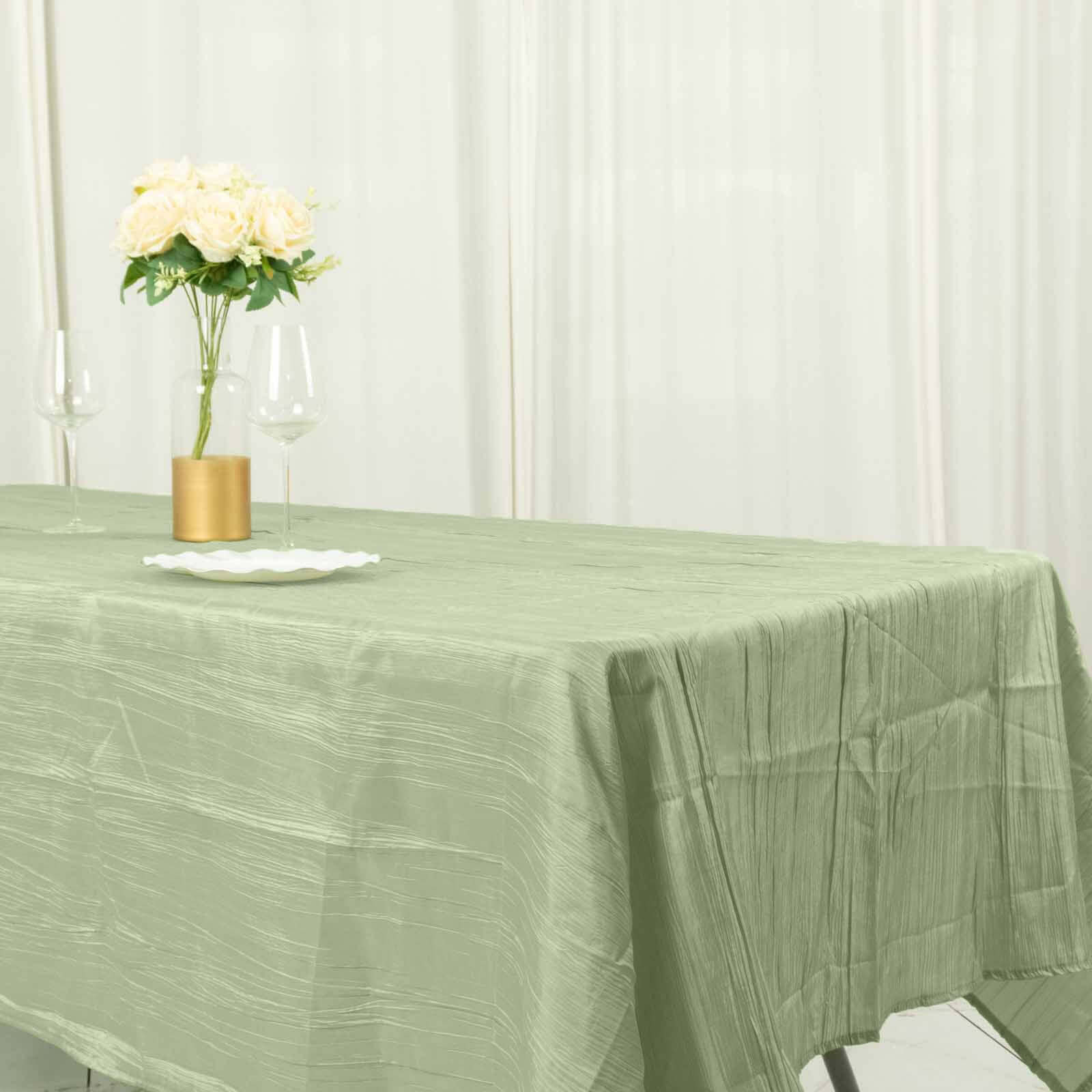 Taffeta 60"x102" Rectangle Tablecloth Sage Green - Accordion Crinkle Table Cover