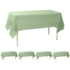 5-Pack Plastic Table Covers Sage Green Rectangle - Reliable PVC Disposable Covers for Gatherings 54"x108"