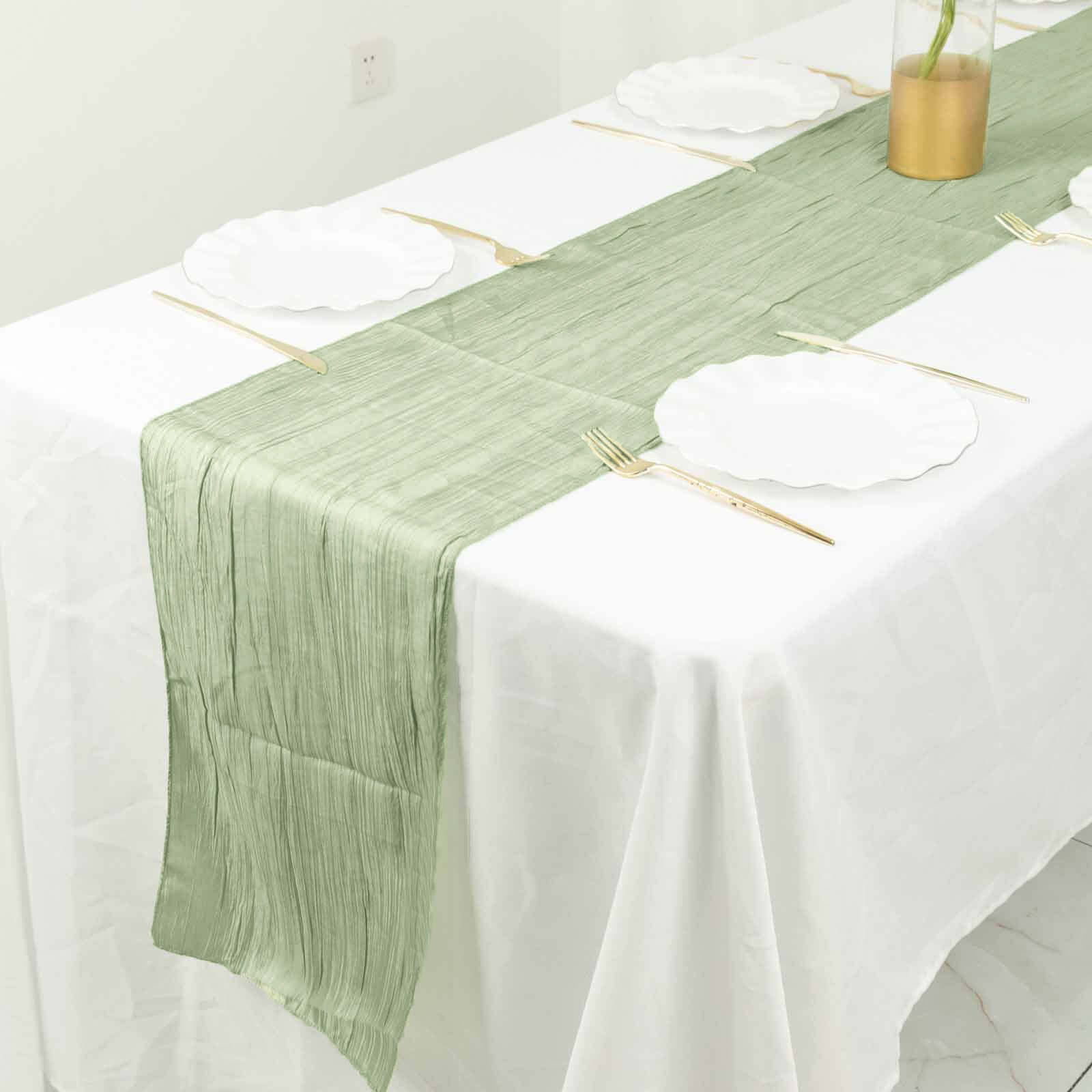 Taffeta 12"x108" Table Runner Sage Green - Accordion Crinkle Design