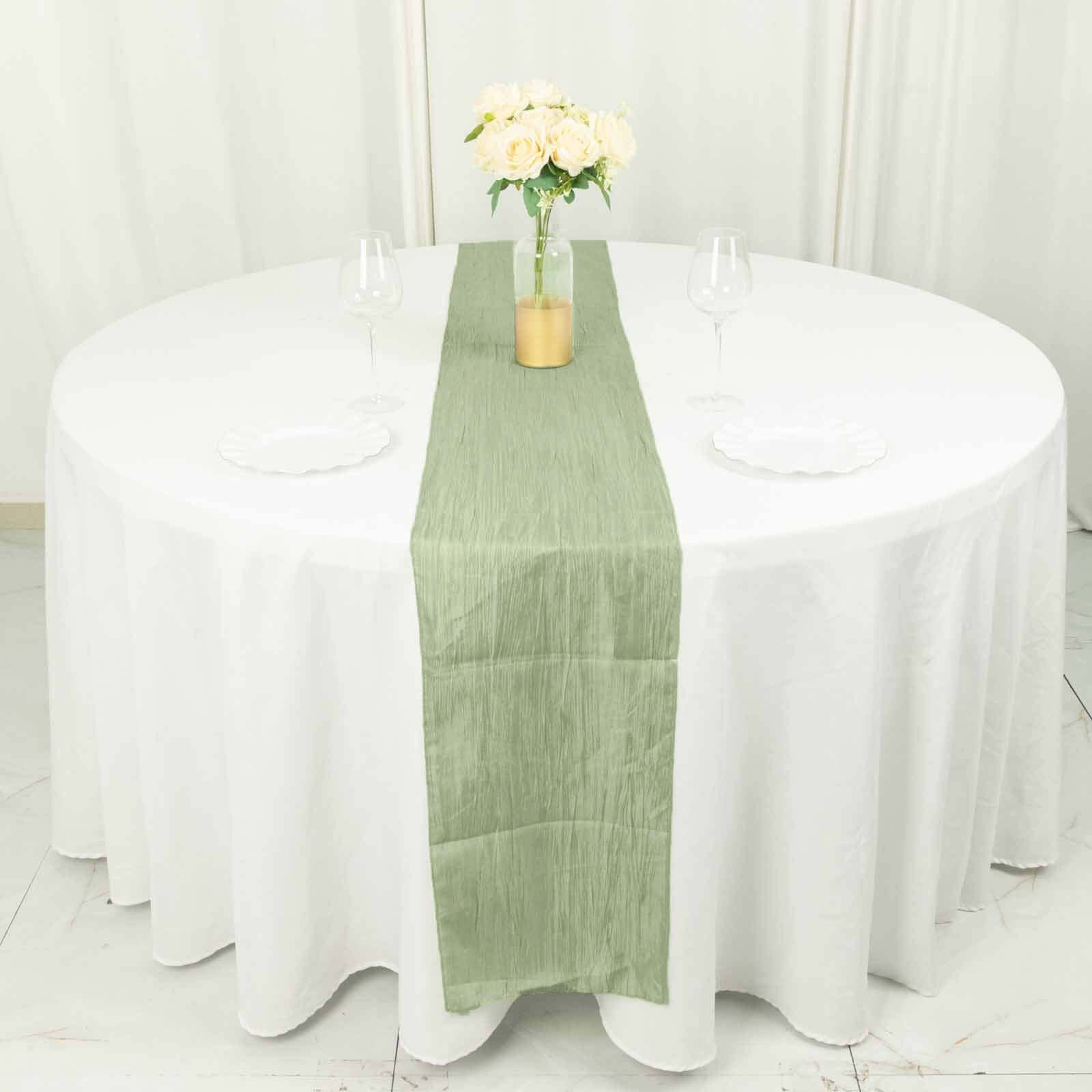 Taffeta 12"x108" Table Runner Sage Green - Accordion Crinkle Design