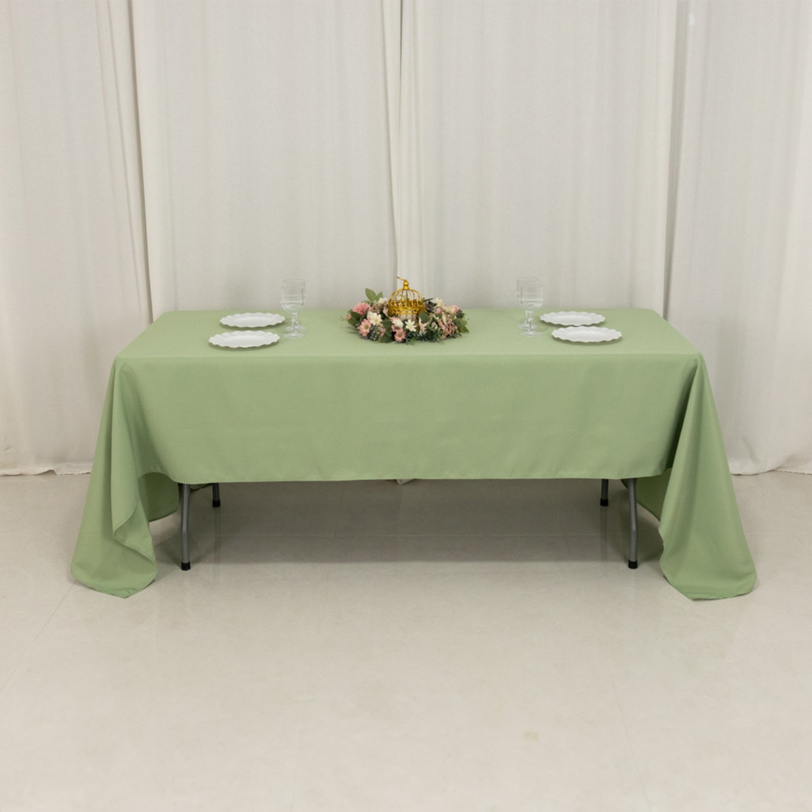 Premium Polyester 60"x126" Rectangle Tablecloth Sage Green - Stain-Resistant 220GSM Finish Table Cover