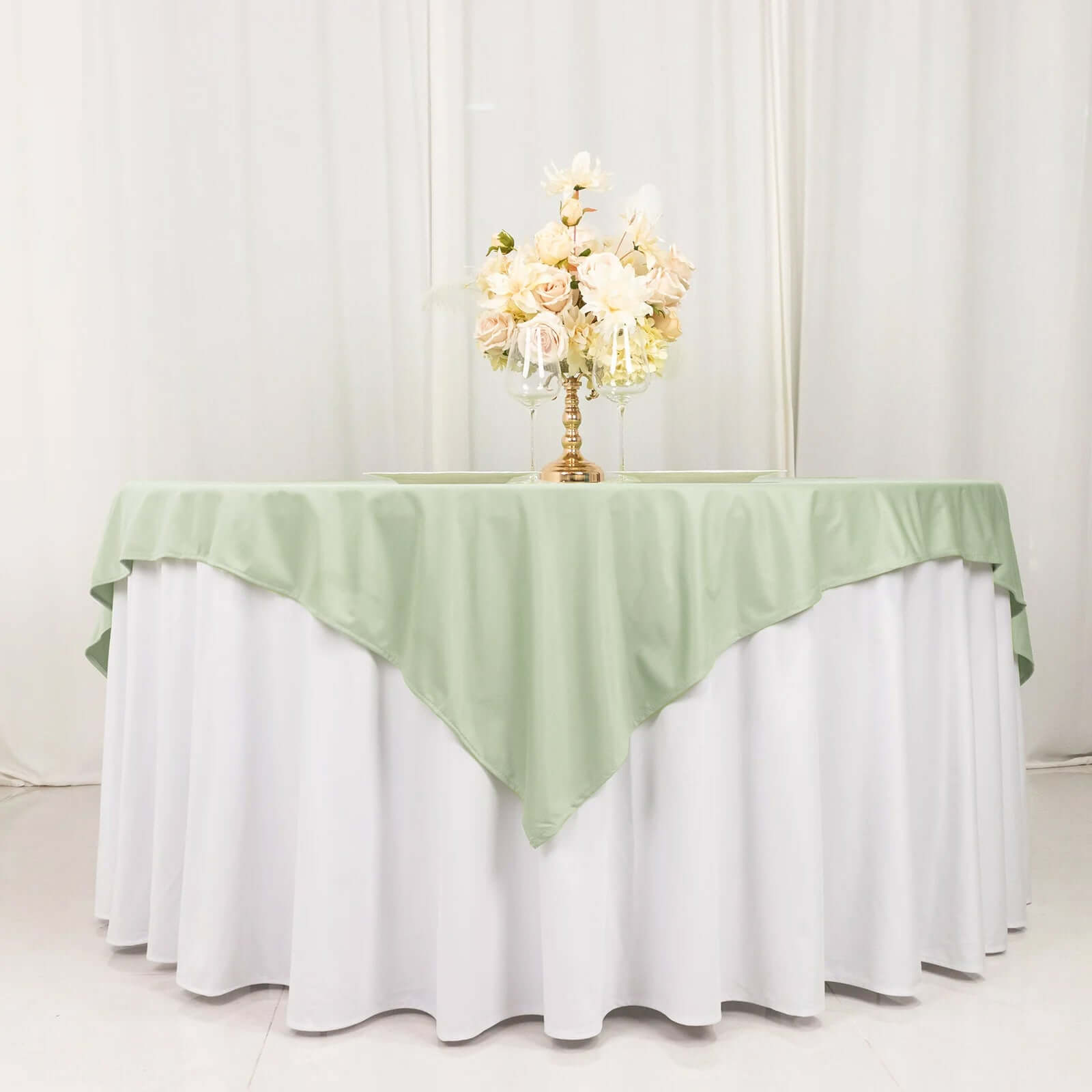 Scuba 70"x70" Table Overlay Square Tablecloth Sage Green - Wrinkle Free & Stain Resistant Table Cover