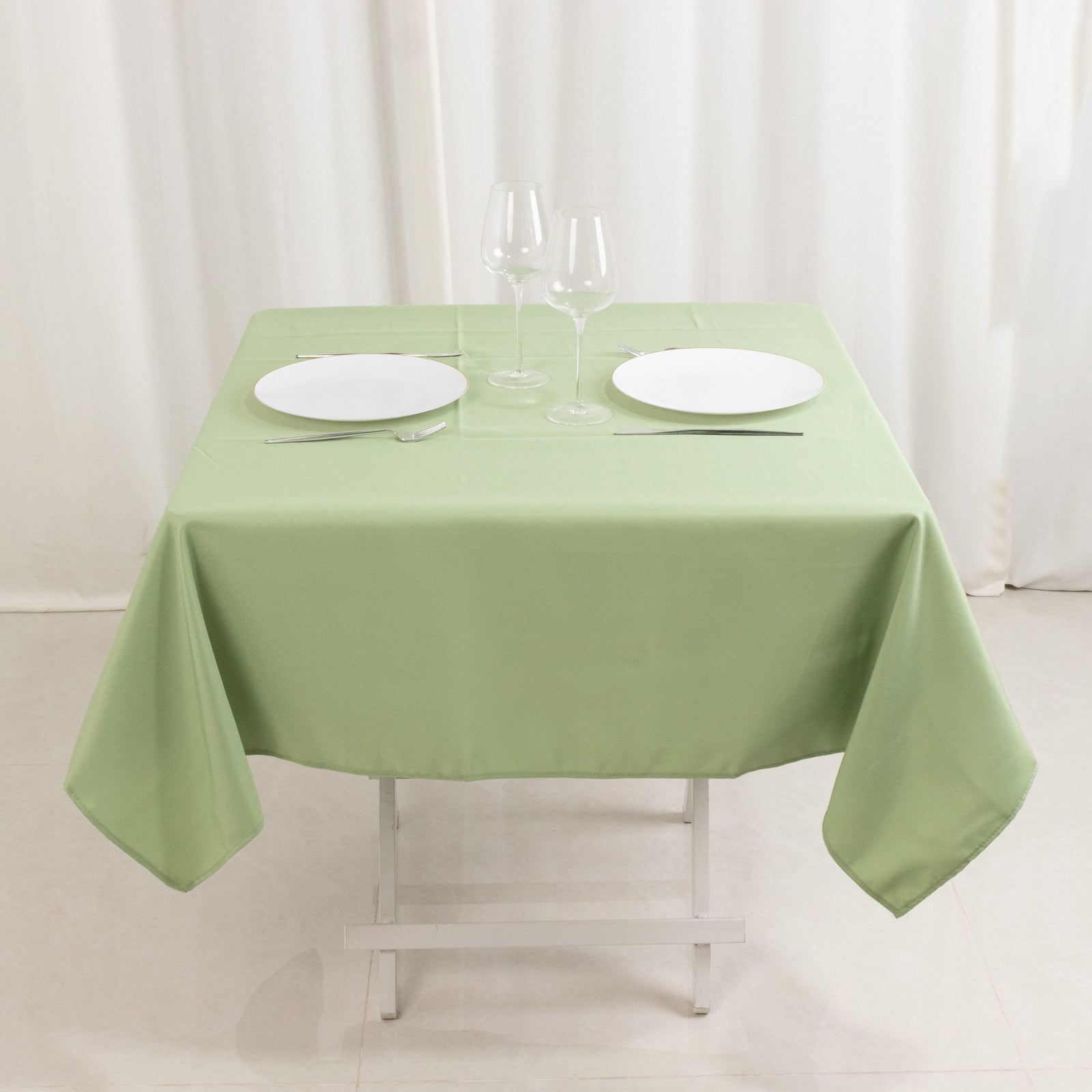 Premium Polyester 54"x54" Square Tablecloth Sage Green - Stain and Wrinkle-Resistant 220GSM Table Cover