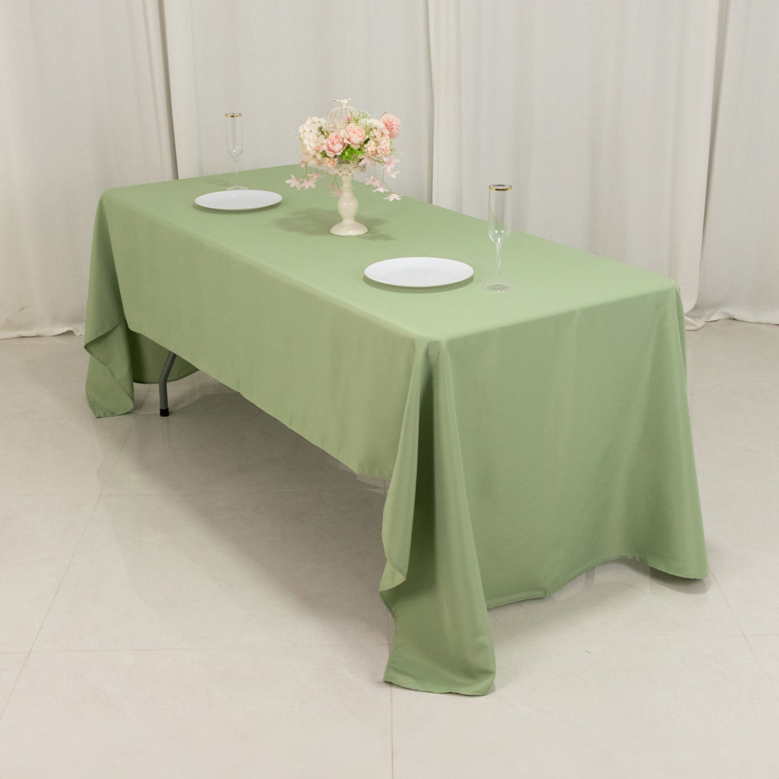 Premium Polyester 60"x126" Rectangle Tablecloth Sage Green - Stain-Resistant 220GSM Finish Table Cover