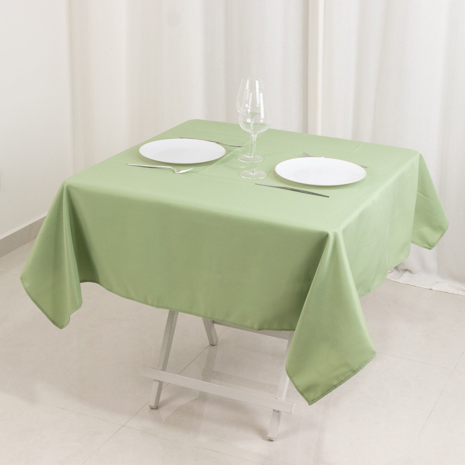Premium Polyester 54"x54" Square Tablecloth Sage Green - Stain and Wrinkle-Resistant 220GSM Table Cover